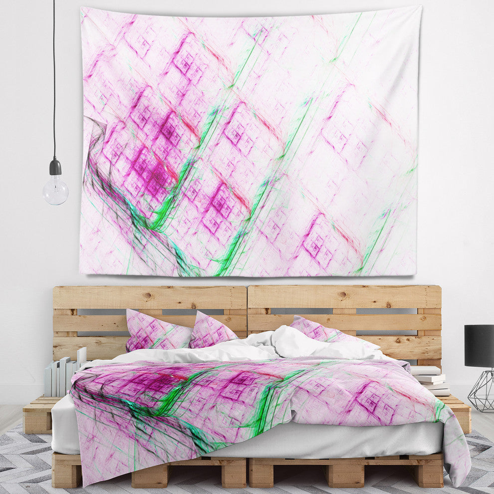 Purple Fractal Grill Pattern Abstract Wall Tapestry, 39"x32"