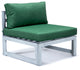 LeisureMod Chelsea 6-Piece Patio Sectional, Weathered Gray Aluminum, Green
