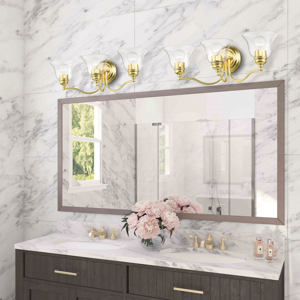 Moreland 3 Light Polished Brass Vanity Sconce With Clear Glass