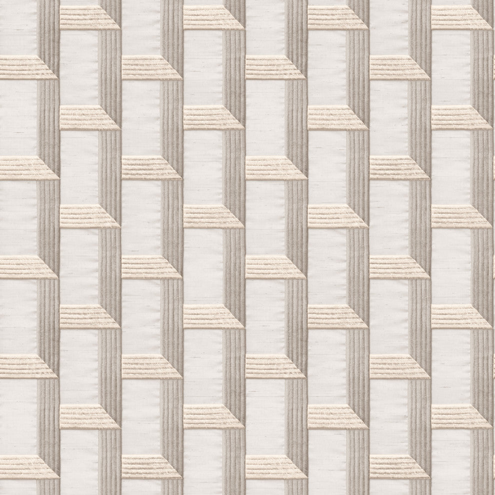 Geometric Textured Wallpaper, Stacked Highs, Champagne Cream Silver Gray, 1 Roll