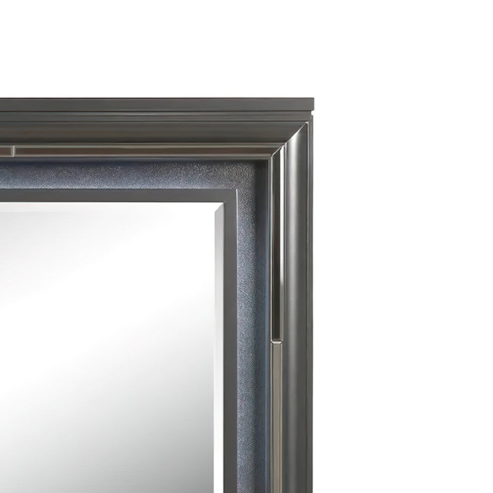 ACME Sawyer Mirror With LED, Metallic Gray