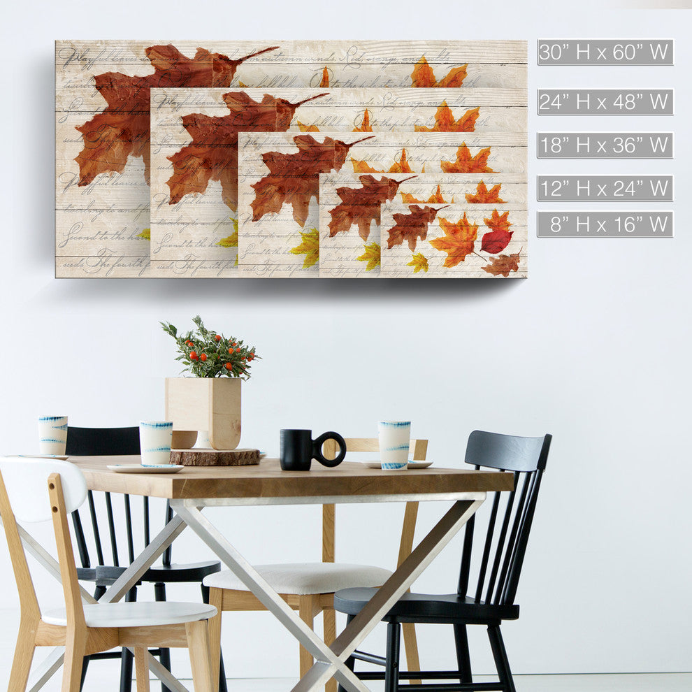 Fall Leaves Wrapped Canvas Harvest Wall Art, 24"x48"