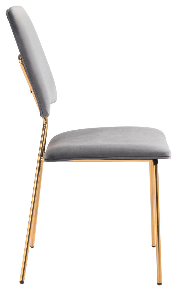 Chloe Dining Chair, Set of 2 Gray & Gold