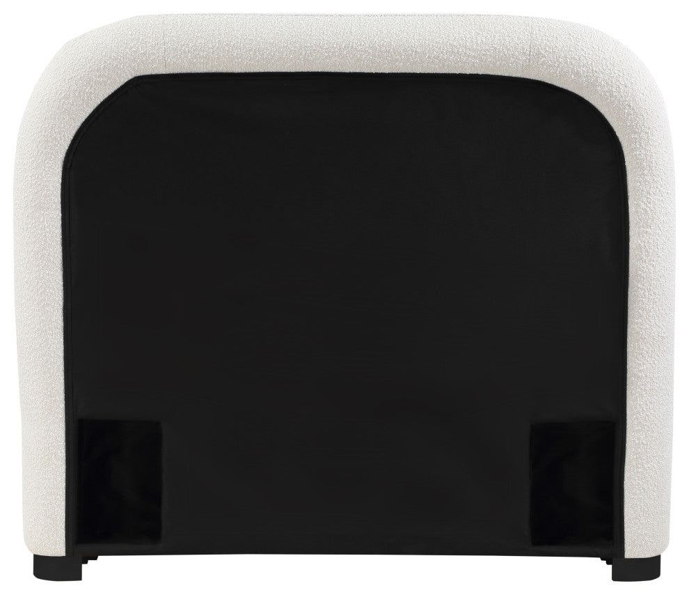 Vaughn Bed, Cream, Twin, Boucle Fabric, Black Finish
