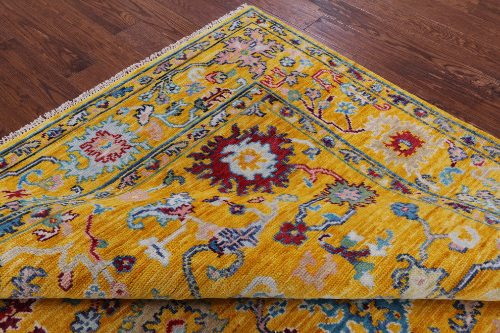 7' Square Turkish Oushak Handmade Wool Rug - Q13394