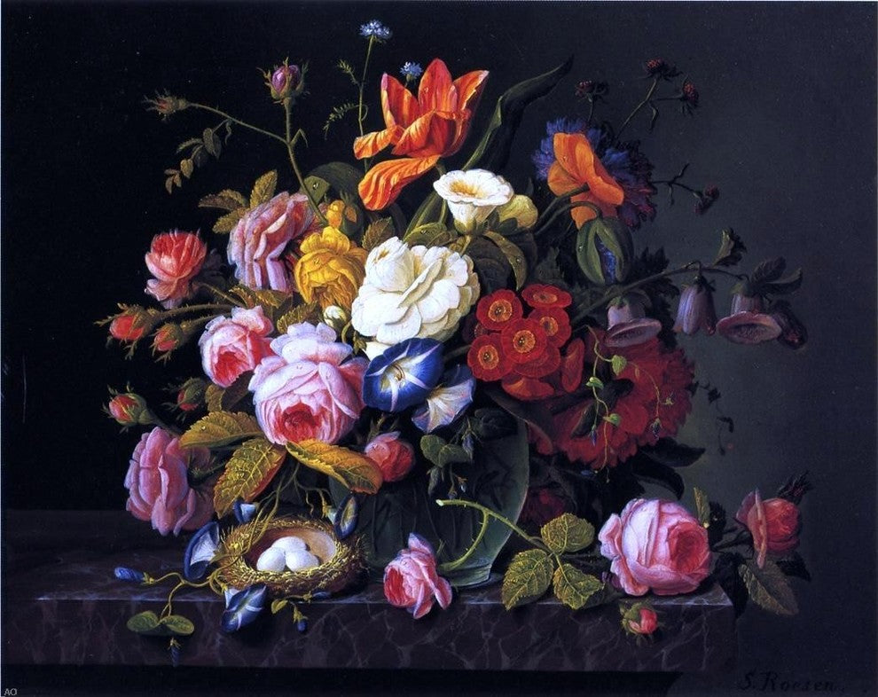 Severin Roesen Still Life With Birds Nest, Gallery Wrapped Canvas, 20"x25"