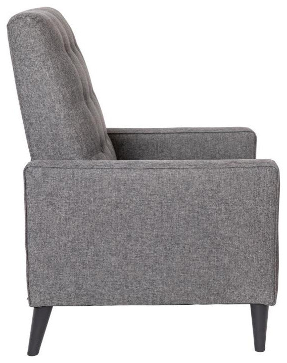 Ezra Upholstered Button Tufted Pushback Recliner, Gray
