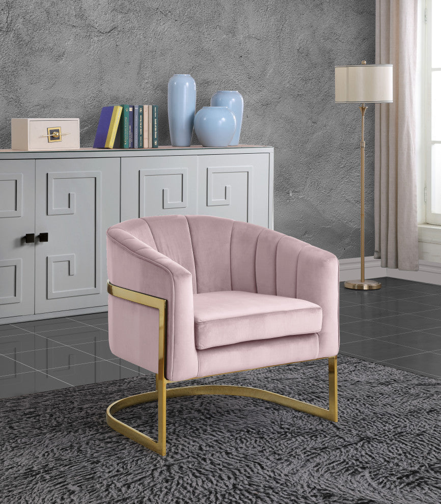 Carter Velvet Upholstered Accent Chair, Pink