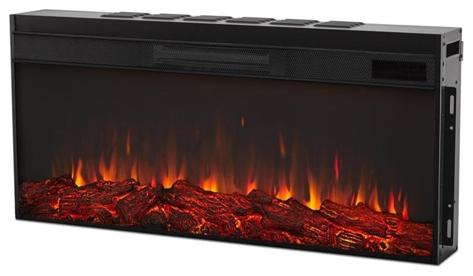 Real Flame Morris 72" Wood Landscape Electric Fireplace TV Stand in Black Maple