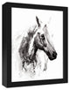 Black and White Watercolor Horse 11x14 Black Framed Canvas