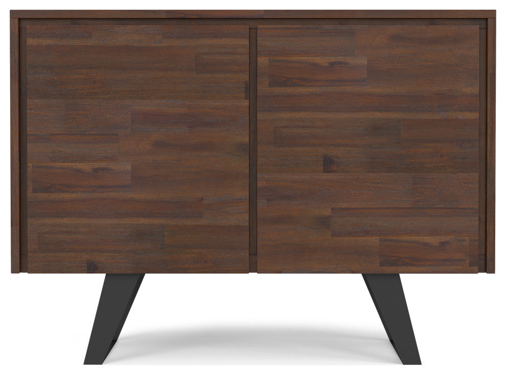 Lowry Solid Acacia Wood 2 Door Sideboard Buffet, Distressed Charcoal Brown
