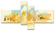 Cairo Panoramic View, Cityscape Watercolor Canvas Print, 60"x32", 4 panels