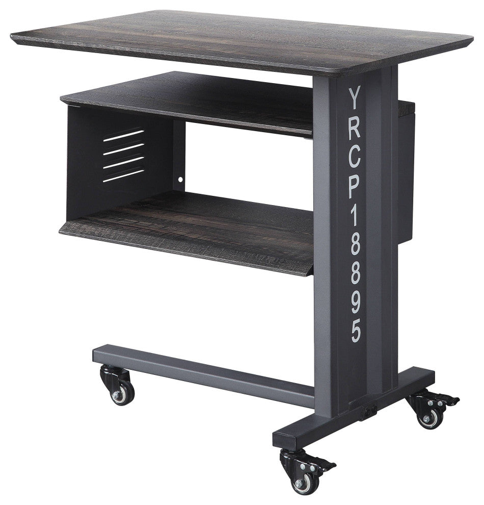 ACME Cargo Accent Table WithWall Shelf, Gunmetal