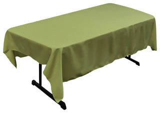 LA Linen Polyester Poplin 60"x84" Rectangular Tablecloth, Sage Dark