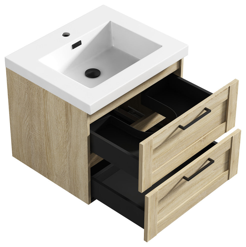 The Cosmo Wall Mounted Modern Bathroom Vanity, Ace, 24"