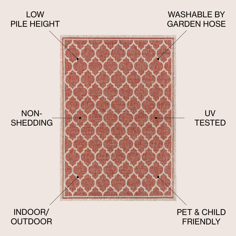 Trebol Moroccan Trellis Textured Weave Indoor/Outdoor Area Rug