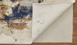 Takara Modern Abstract, Blue/Orange/Ivory, 3'10"x6' Accent Rug