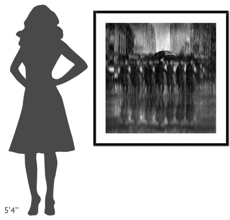 "Girls In The Rain" Framed Digital Print by Antonyus Bunjamin (Abe), 44x44"