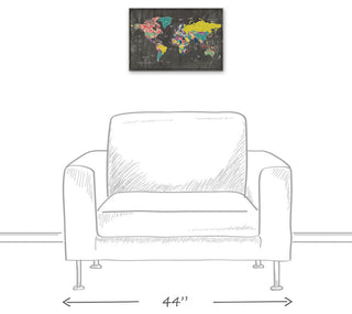 Colorful World Map Canvas Wall Art, 12"x18", Unframed