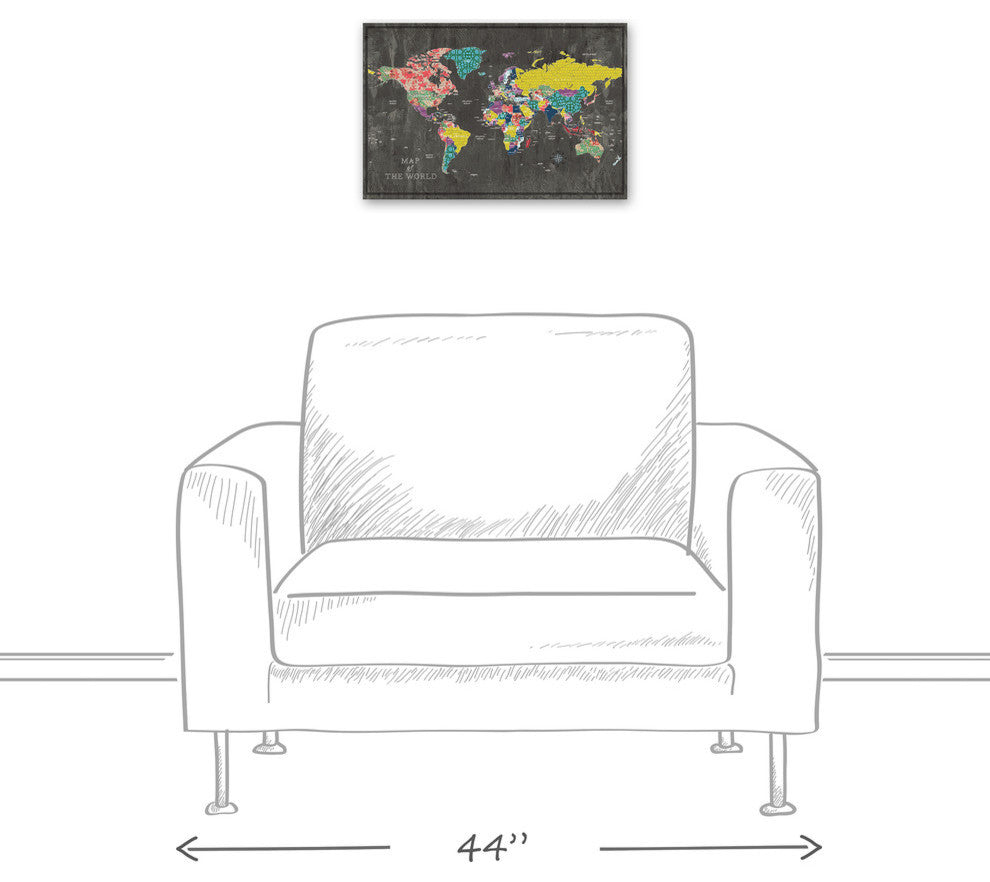 Colorful World Map Canvas Wall Art, 12"x18", Unframed