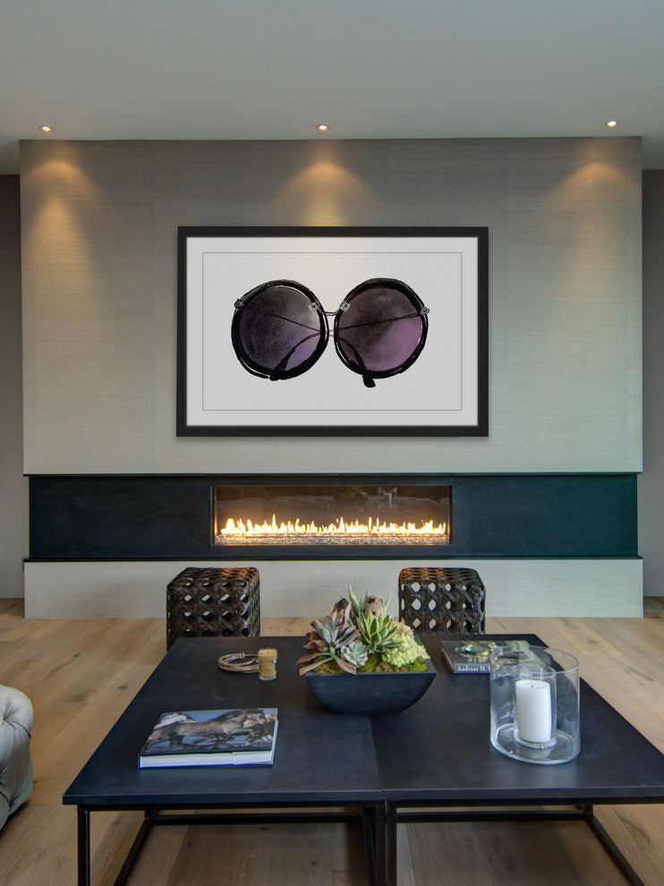 Marmont Hill, "Black Sunglasses" by Christine Lindstrom Framed Painting, 24x16