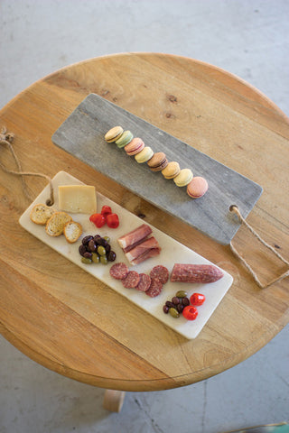 White Marble Long Cutting Board with rope Handle