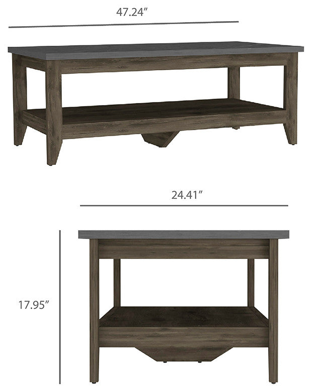 Paulson Rustic Coffee Table Onyx Top by RST Brands, Brown/Black