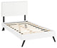 Phoebe Twin Vinyl Platform Bed With Round Splayed Legs, White