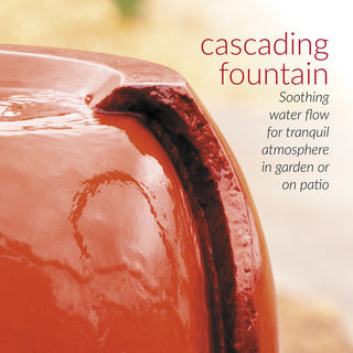 33" Tall Water Jar Fountain with LED Light, Red