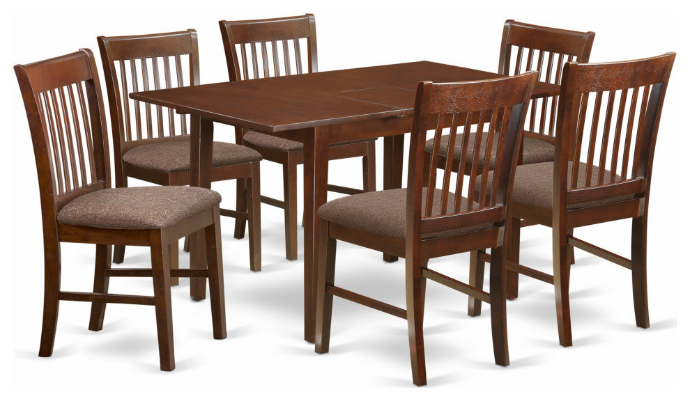 7 Pc Kitchen Nook Dining Set -Table With Leaf And 6 Dining Chairs
