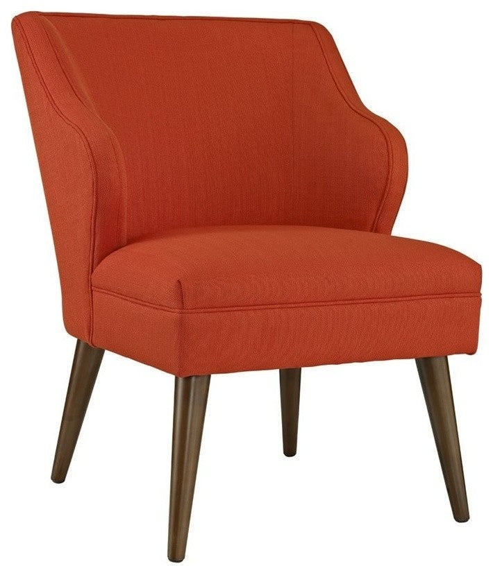 Modern Atomic Red Swell Upholstered Fabric Armchair