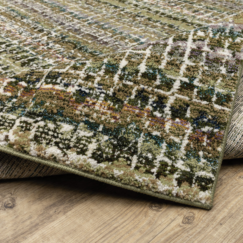 Aegina Gridwork Plaid Green/Multi Area Rug Runner 2'3" x 8'