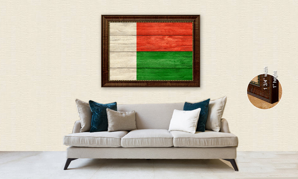 Malawi Country Textured Flag Print With Brown Gold Frame, 19"X27"
