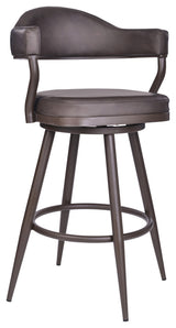 Justin 26" Counter Height Swivel Brown Faux Leather Bar Stool