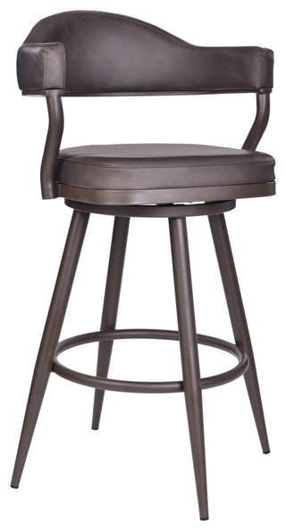 Justin 26" Counter Height Swivel Brown Faux Leather Bar Stool