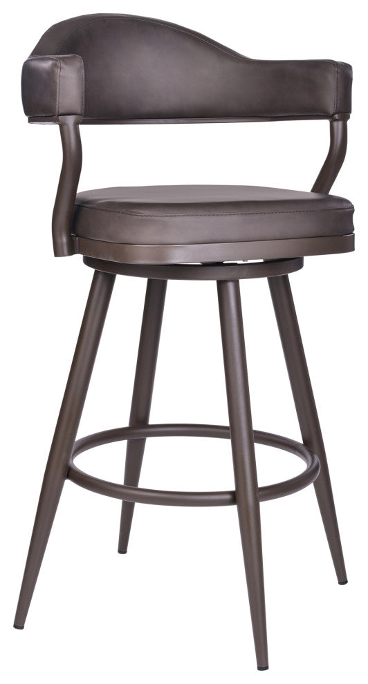 Justin 26" Counter Height Swivel Brown Faux Leather Bar Stool