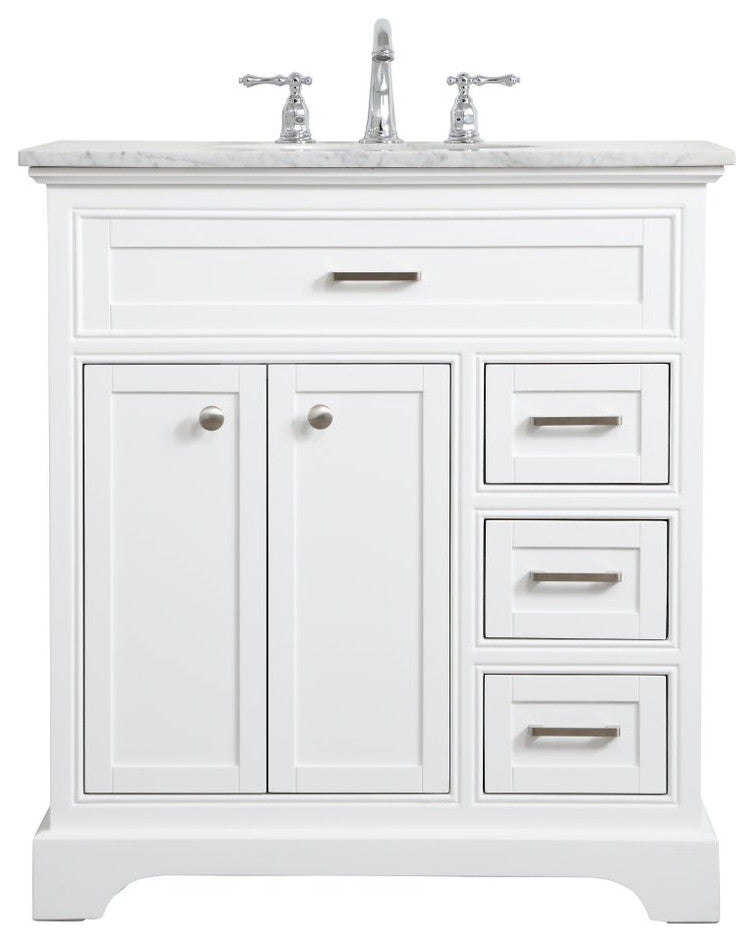 Amber Single Bathroom Vanity, Blue, White, 32"