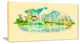 "Singapore Panoramic View" Cityscape Watercolor Canvas Print, 40"x20"