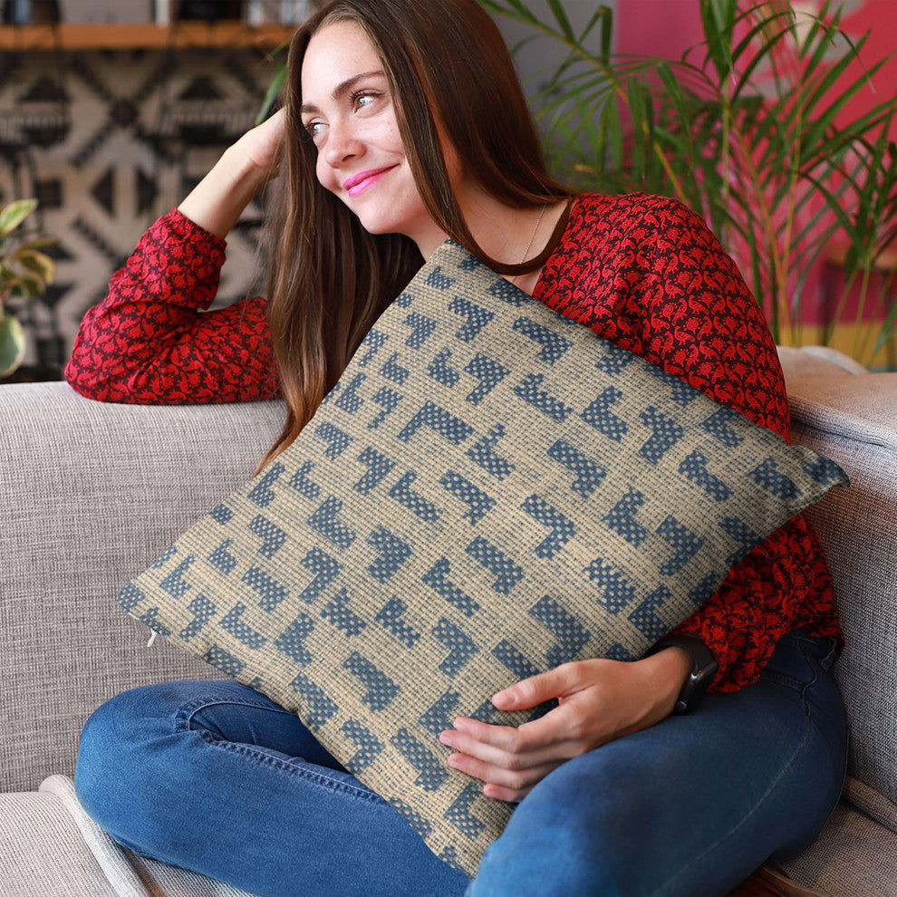 Plutus Blue Angles Abstract Luxury Throw Pillow, 22"x22"