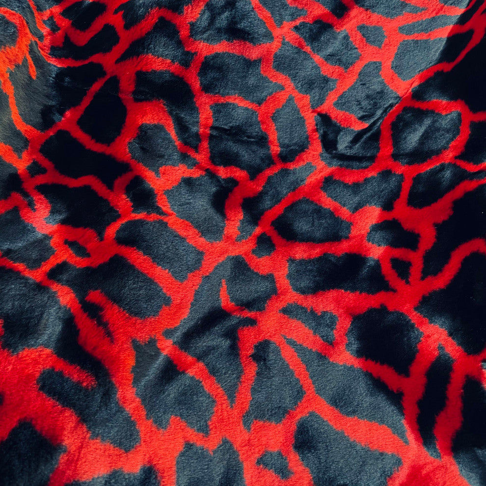 Red Black Plush Faux Fur Luxury Throw Blanket, Blanket 108Lx90W Full - Queen