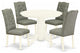 5Pc Dining Set - 4 Parson Chairs, Table Solid Wood Frame, Linen White Finish