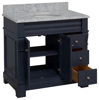 Westminster Bath Vanity, Base: Marine Gray, 36", Top: Carrara Marble