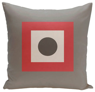 Geometric Decorative Pillow, Coral Steel, 16"x16"