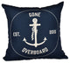 Gone Overboard, Word Print Outdoor Pillow, Navy Blue, 18"x18"