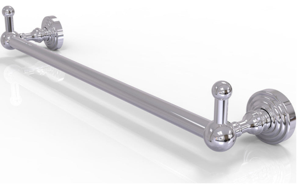 Waverly Place 30" Towel Bar and Integrated Hooks, Polished Chrome