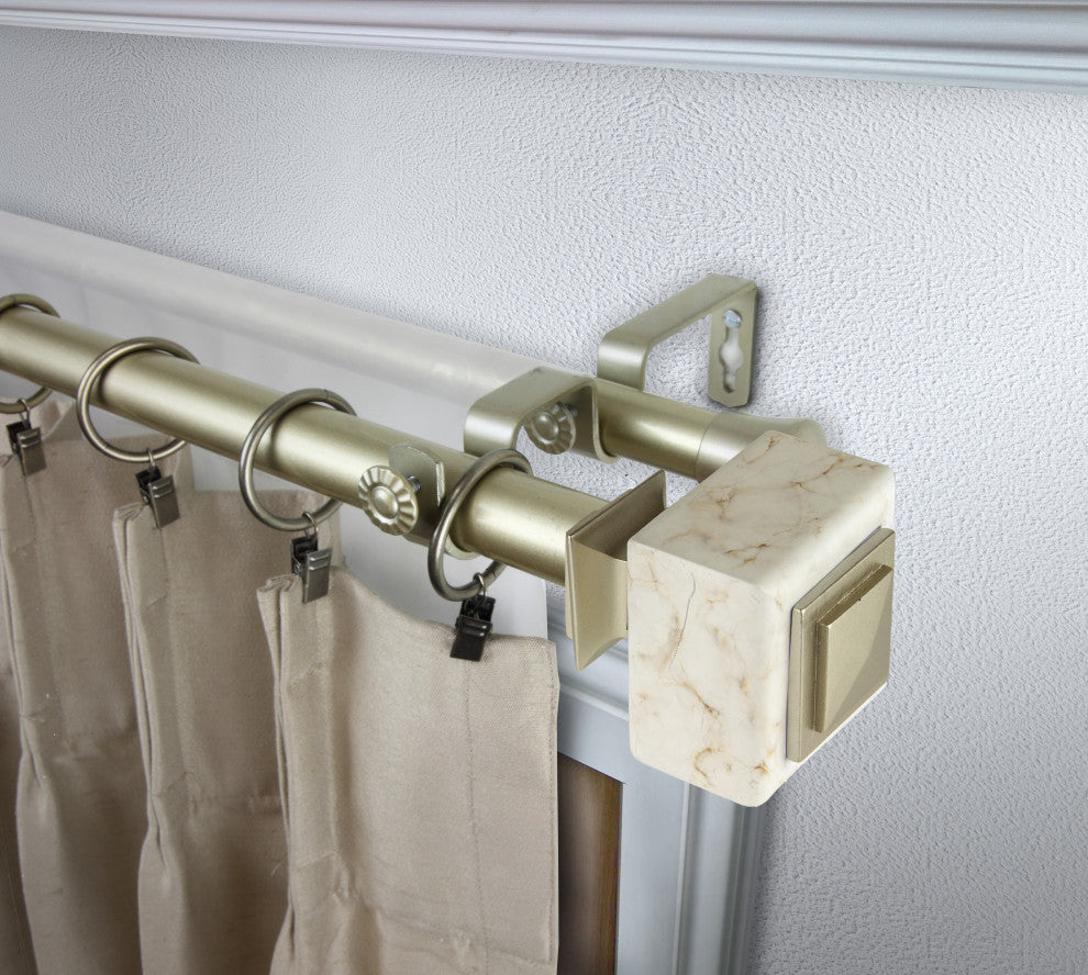 Aubree 1" Diameter Double Curtain Rod, Gold, 160-240"