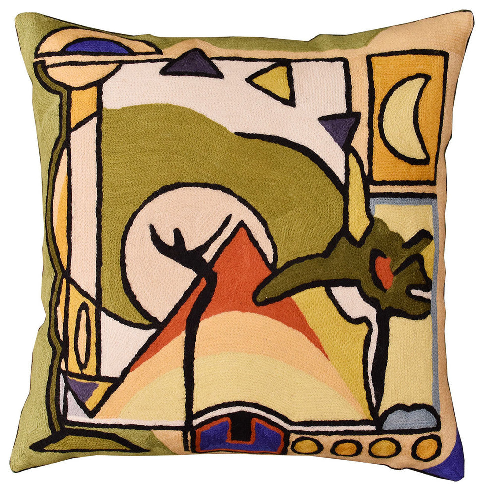 Fun in the Sun III by Alfred Gockel Accent Pillow Cover Handmade Wool 18x18"