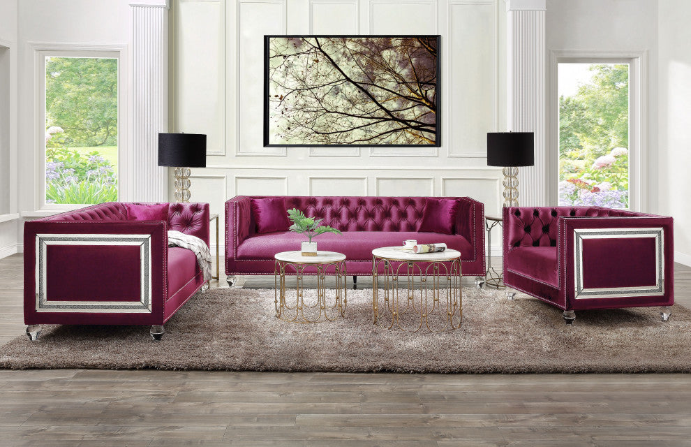 ACME Heibero Chair in Burgundy Velvet