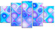 Dense Blue Pattern with Swirls, Contemporary Wall Art Canvas, 60"x32", 5 Panels