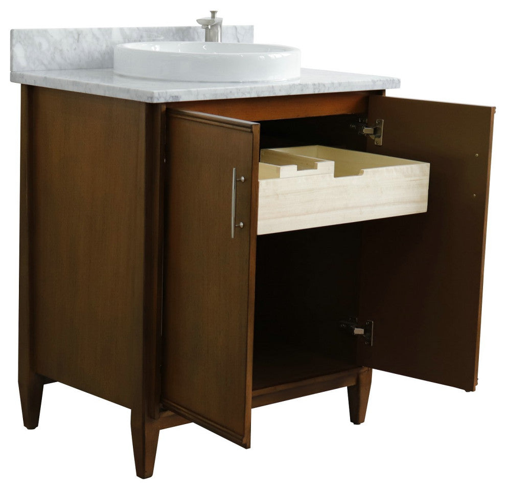31" Single Sink Vanity, White Carrara Marble
